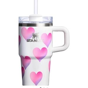 Stanley White Tumbler with Pink Heart Motif